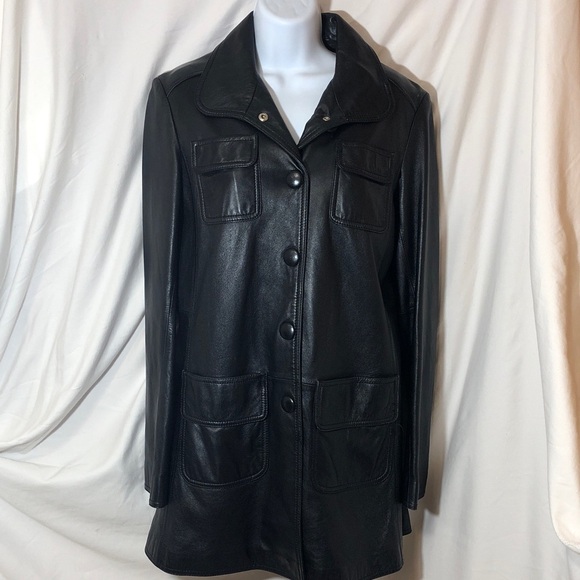 Tommy Hilfiger Women’s Black Leather Jacket Size XL (fits like L)